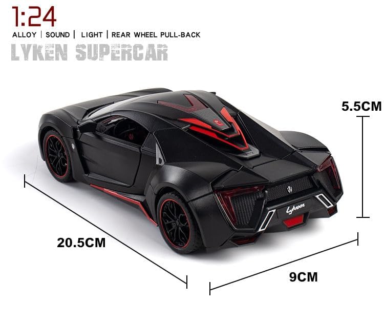 Image of Kids Toy car 1:24 Diecast Metal Car Model Hyper Toy Car for Kids Pull Back Metal Cars with 4 Openable Doors Light and Musical Sound (Multi)