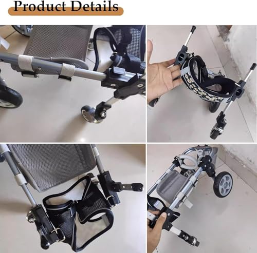 OZPPM Hunderäder für Hinterbeine, Hunderollstuhl, Mobilitätshilfe, leichter 2/4-Radwagen für kleine und mittelgroße behinderte Haustiere, Rehabilitationsunterstützung für kleine bis große Hunde (S,2