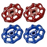 QUARKZMAN 4in2 Sets Außenhahn runder Radgriff 6x6mm Quadratische Räumung Metallrad OD 51mm Farbe Stahlguss Rot Blau