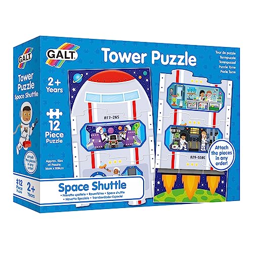 Galt Toys, Tower Puzzle - Space Shuttle, Jigsaw Puzzles for Kids 12 Piece Puzzle, Ages 2 Years Plus, Multicolor, 18cm x 108cm