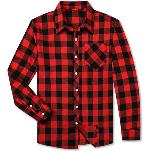 Image of Betusline Boy and Men Button Down Plaid Shirt | Soft,Breathable and Comfortable Fabric