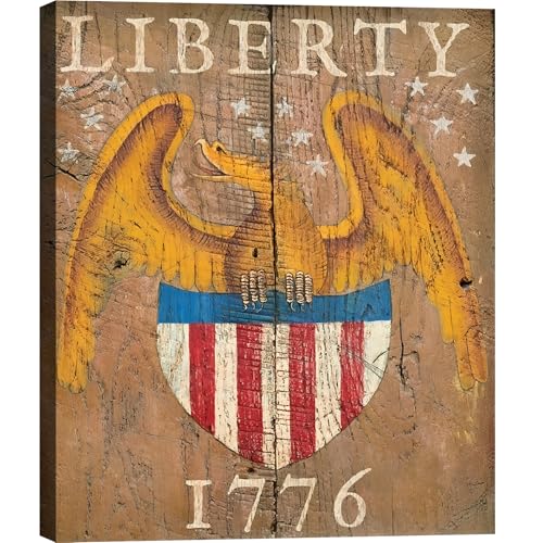Image of Framed Liberty 1776 Bald Eagle Wall Art, Patriotic Vintage Canvas Art Pictures, USA Flag Wall Decor, Made in USA Ready to Hang for Office Man Cave