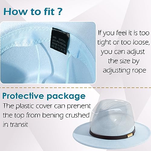 Image of Fedora Hats for Men Wide Brim Panama Hat with Classic Belt