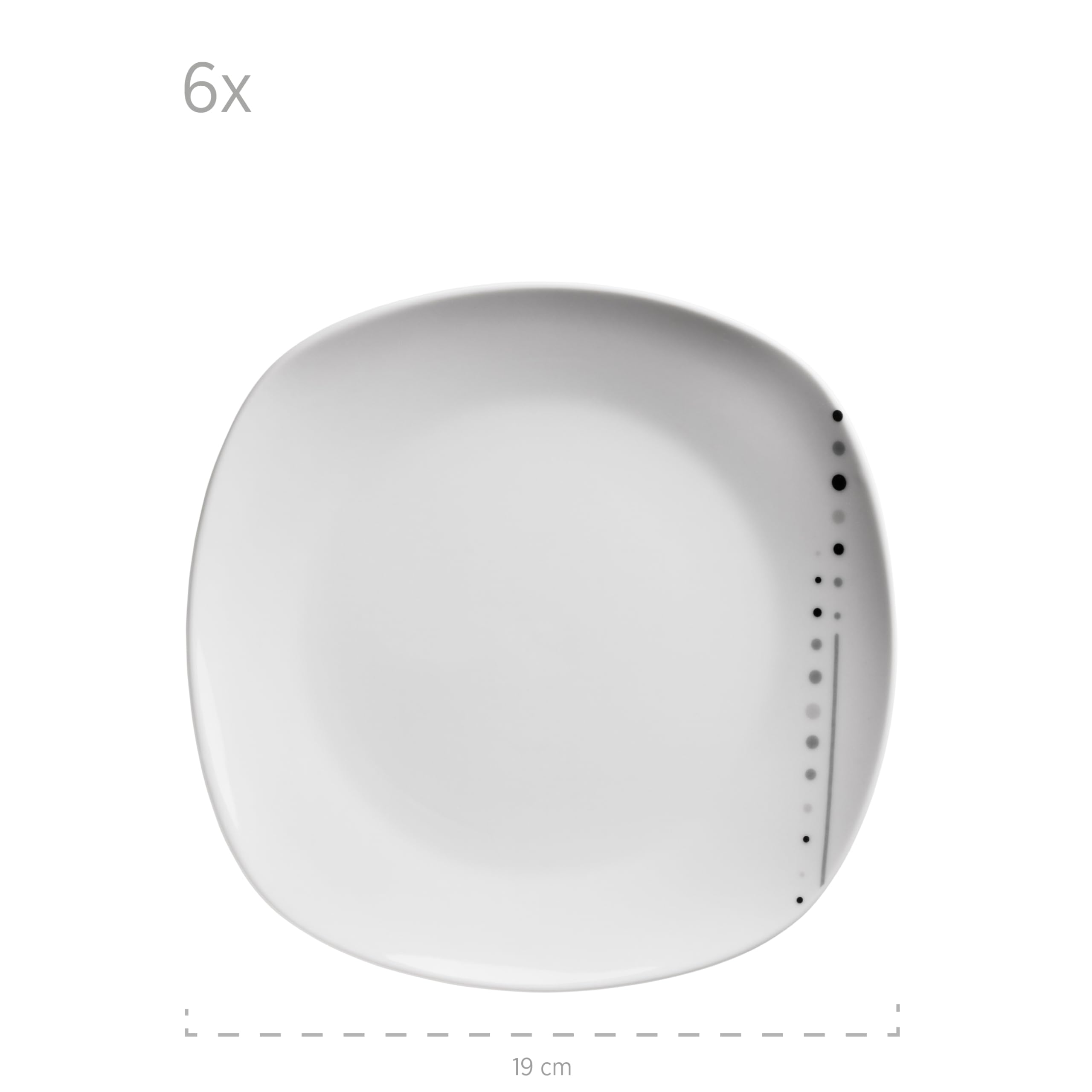 Mäser Fadilla, Tellerset für 4 Personen mit reduziertem Punkt-Design, 18-tlg. Geschirr Set mit flachen Tellern, tiefen Tellern und Desserttellern, Porzellan, Weiß