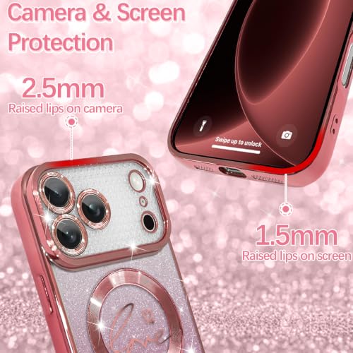 Image of ZIYE Magnetic Case Designed for iPhone 18 Pro Max Max Glitter Case -Pink