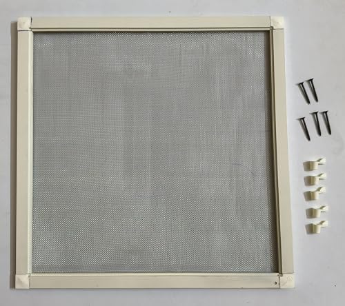 Image of Wall Exhaust Fan Cover|Aluminium Frame and SS mesh(Grade 304,Mosquito Net with Stopper and Screws|to Prevent from Mosquito's,Cocroach,Insects(Size -16 * 16 Inch) (Colour-Ivory)