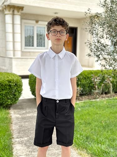 Image of LOLANTA Boys Dress Shorts, Kids Summer Shorts School Uniform Outfit,Flat Front, Solid, Adjustable Waist 2-14 Years