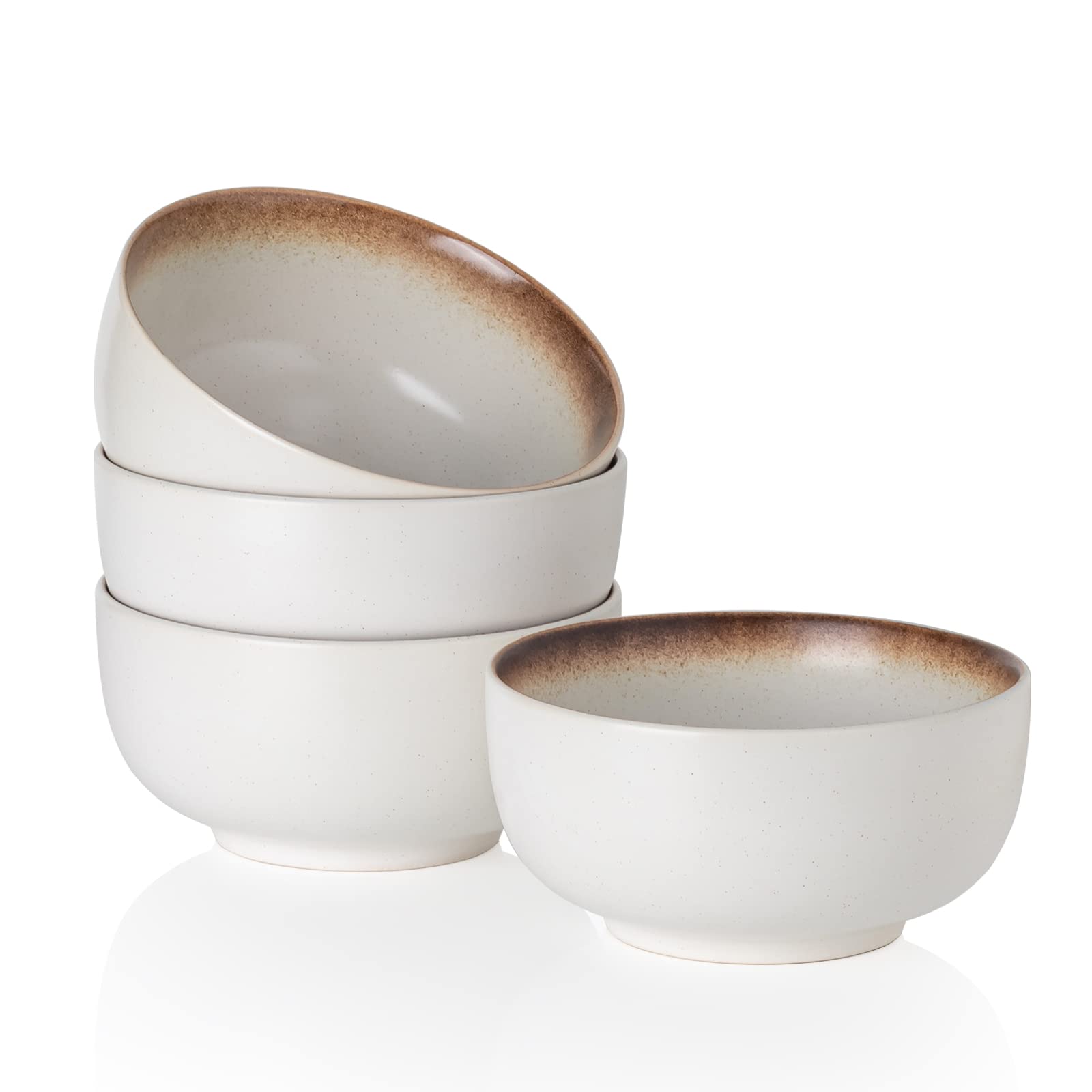 KanwoneCeramic Bowls - 40 Ounce Bowl Set for Large Cereal, Salad, Noodle and Soup, Japanese Kitchen Bowls - Set of 4, White, Microwave and Dishwasher Safe