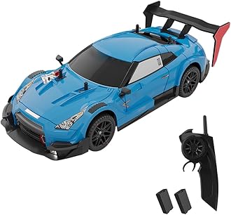 RC Drift Car, 1:14 4WD 40KM/H High Speed RC Racing Car with LED Lights, 2 Batteries, Drifting and Racing Tires for Kids Adults (Light Blue)