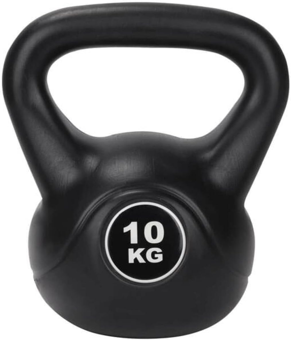 BLOMZA 10kg Vinyl Kettlebell with Anti-Slip Handle, Flat Base Fitness Weight