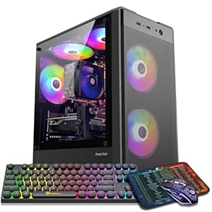Computadora de escritorio para juegos preconstruida, Intel Core i7 de escritorio, que funciona a una frecuencia de 3.4-3.9 GHz, tarjeta gráfica RX550 con memoria de video GDDR5 de 4 GB, 16 GB de RAM