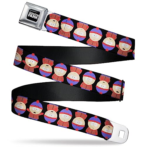 Paramount Network Belt, Seatbelt Buckle Belt, South Park Stan Flip Poses Black, Youth 20 to 36 Inches