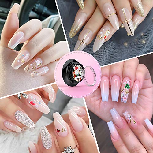 Nail Extension Gel Kit, 6 Colors Builder Gel, Base & Top Coat, All-in-One DIY Nail Art Tools French Manicure Kit for Starter and Professional
