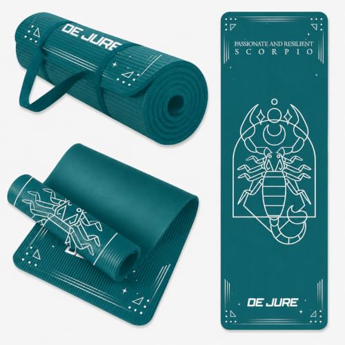 Image of De Jure Fitness Yoga Mat for Women and Men, 10mm Extra Thick Non-Slip NBR Exercise Mat for Yoga, Pilates, Gym & Floor Workouts - with Carry Strap - Scorpio