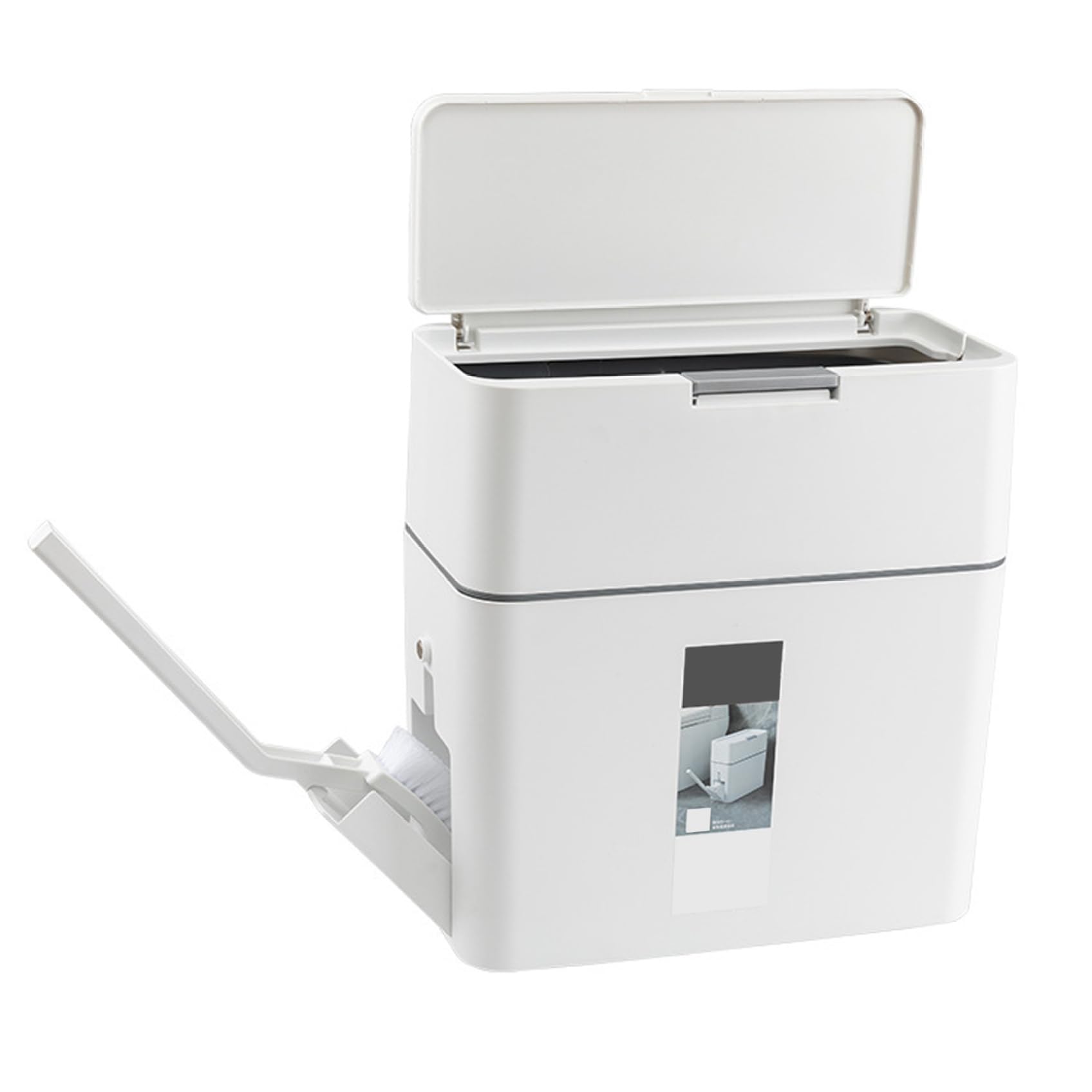 Cubo de basura de baño de 12L con soporte para escobilla integrado Gcroet