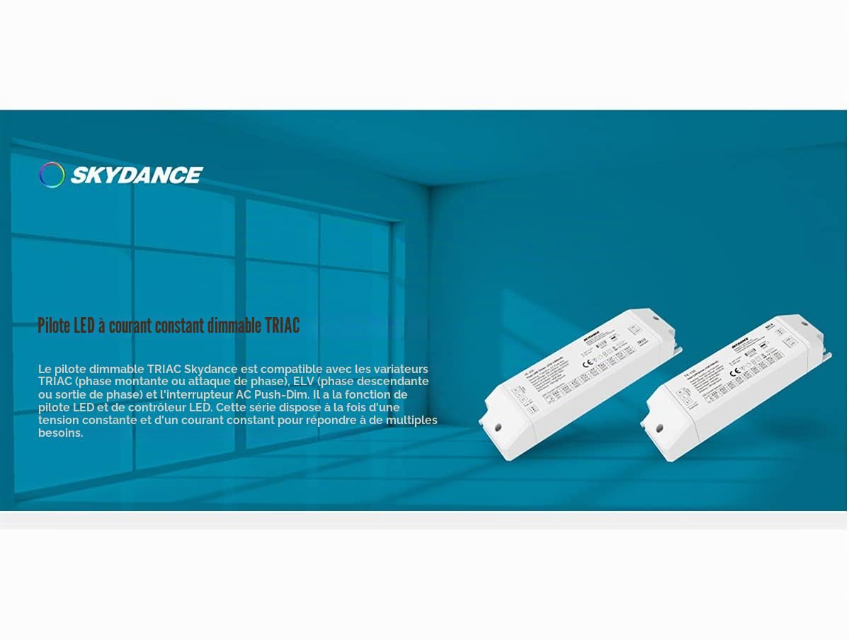 Transformateur d'alimentation à intensité variable 24 V 75 W avec variateur triac variateur sur 220 V + bouton normalement ouvert (Push Dimmer), pour bande LED 24 V