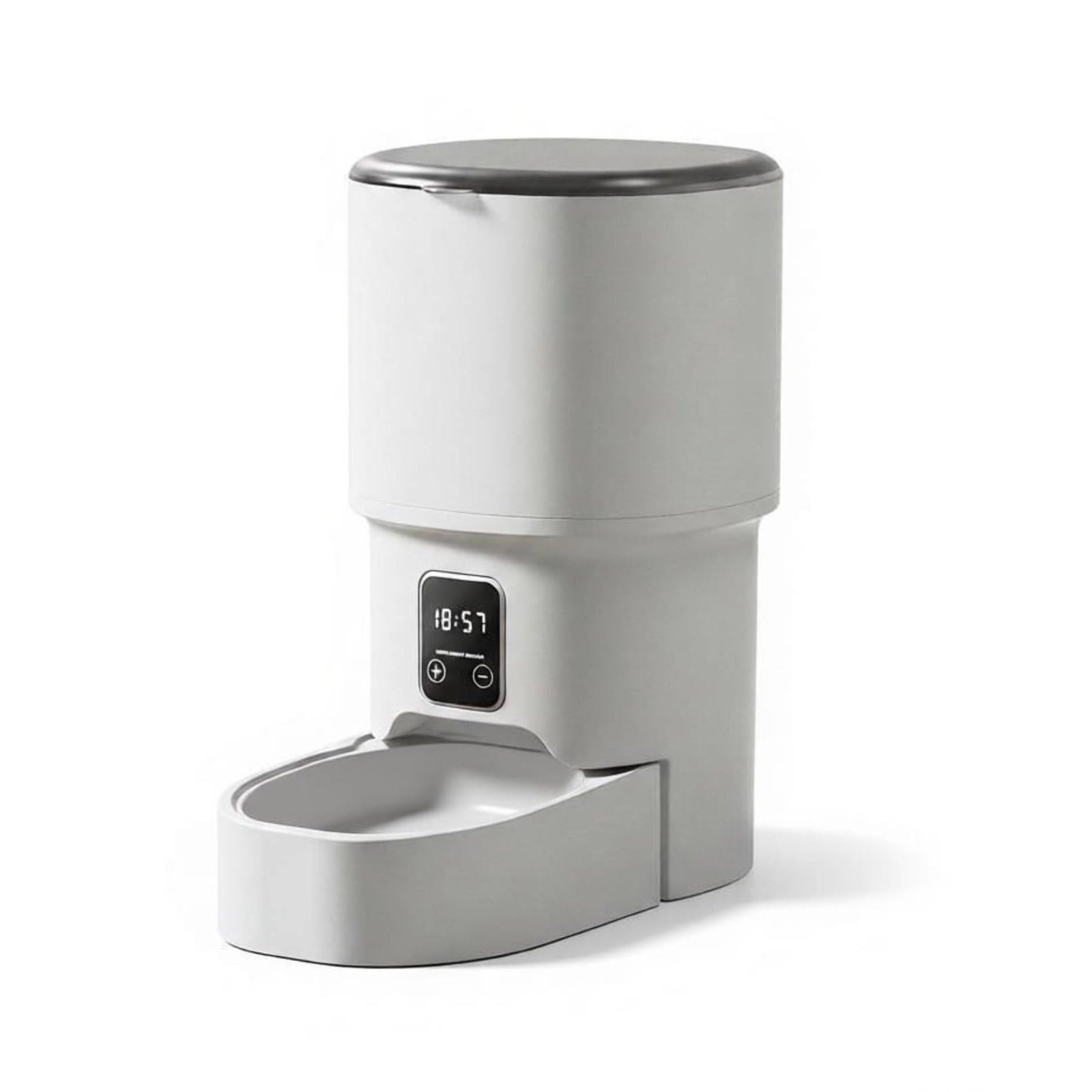 Milageto Distributore Automatico Cibo Gatto Alimentatore Timer Controllo con App Porzioni Programmabili Anti Blocco Canale Ampio, Semplice, Con Controllo A Pulsanti E Ciotola Standard
