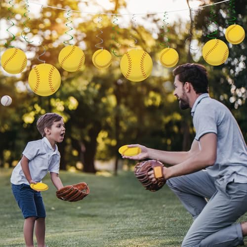 Image of 54Pcs Softball Hanging Swirls Party Decorations Softball Theme Birthday Party Decorations Supplies Sports Ball Cutouts Hanging Swirl Ceiling Streamers for Kids Girls Boys