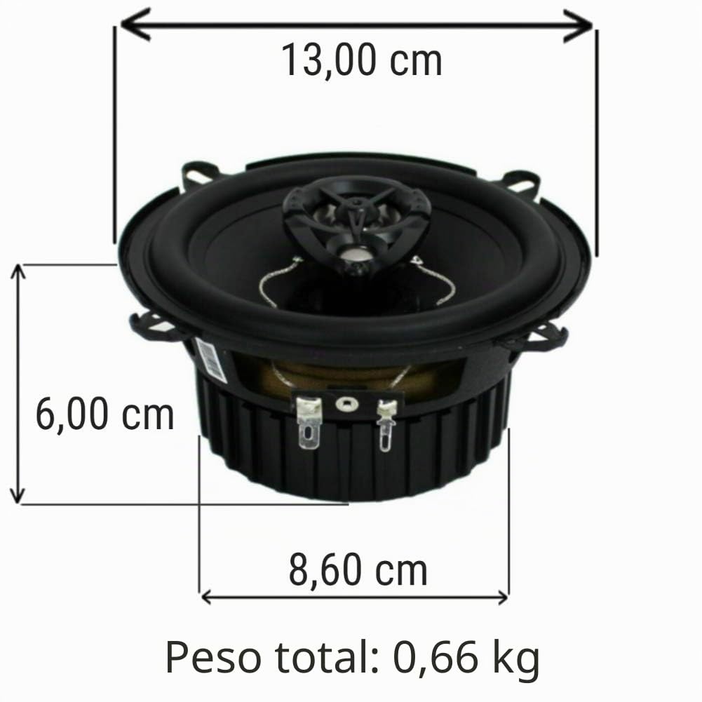 2 Altavoces RENEGADE RX52 coaxial de 2 vías 5,25" 13,00 cm 130 mm 80 vatios rms 160 vatios MAX impedancia 4 ohmios 92 db spl Negro Coche, por par
