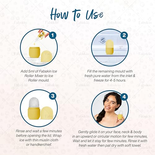 Image of Fabskin Ice Roller For Face Massager, Neck and Body | With Lemon & Honey 30ml |For Men & Women | Ice Cube Facial Roller Kit | For Skin Moisturizing & Soothing