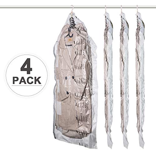 Hi Storage Vacuum Storage Bags Bolsas de Almacenaje al Vacío para Ropa, Juego de 4 Largas 135 * 70 cm, Bolsa de Almacenamiento con Sello de Vacío, Bolsas Trajes, Vestidos o Chaquetas