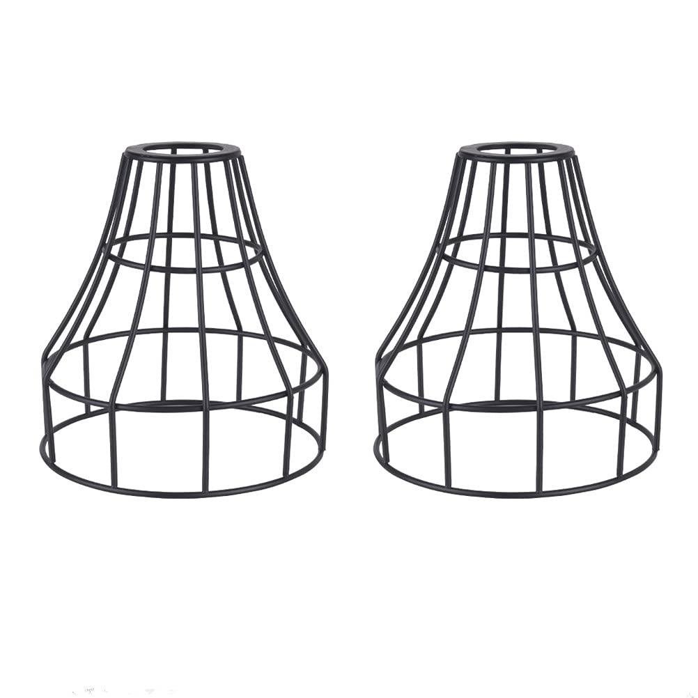 Juego de 2 cubiertas de bombillas rústicas industriales vintage, jaula de alambre de metal para colgar iluminación colgante, protector de lámpara de lámpara, accesorios de repuesto de