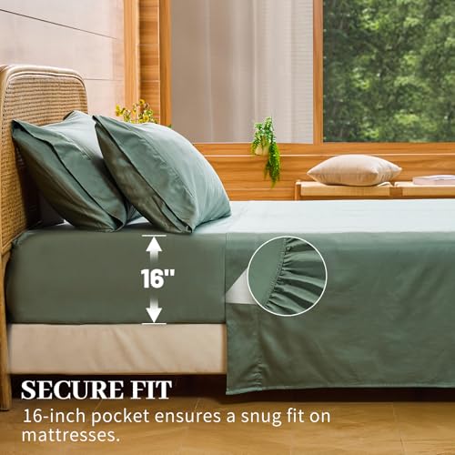 Image of Bedlifes 1000TC Egyptian Cotton Cal King Sheets, 4Pcs, 16 inch Deep Pocket | Cooling & Breathable, Ultra Soft, Hotel Comfort, Sateen Weave, OEKO-TEX Certified, Easy-Care Machine Washable