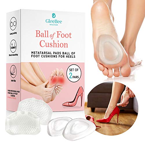 GleeBee Metatarsal Pads Ball of Foot Cushions for Women High Heel Soft Gel