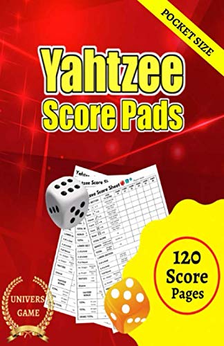 Yahtzee Score Pads: Pocket size 5" x 7" inches 120 score pages, Record Score Keeper Book , yahtzee score sheets , yatzee score sheets , yahtzee game classic , yahtzee refill pads , yahtzee paper ,