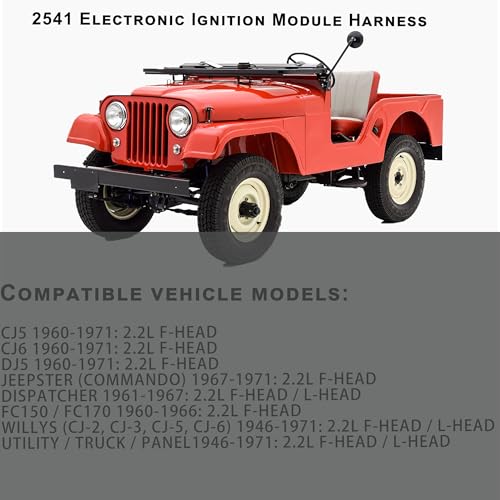 Image of 2541 Electronic Ignition Module Harness Waterproof Compatible with Jeep 134L 134F 4Cylinder 1964-1971 Willys CJ5 CJ6 Jeepster DJ5 Commando FC150 FC170 Utility Dispatcher DJ3 CJ3 12V