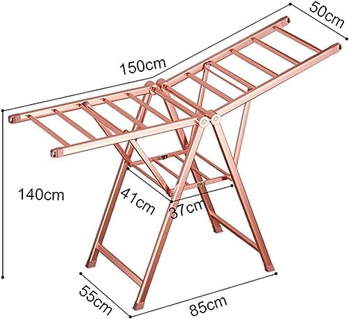 Indoor Outdoor Clothes Drying Rack Foldable Clothes Rack.Clothes Drying Rack, Heavy Duty Stainless Steel Collapsible Clothes Airer for Indoor/Outdoor Use, Ideal for Towels and Linens，（Pink，1
