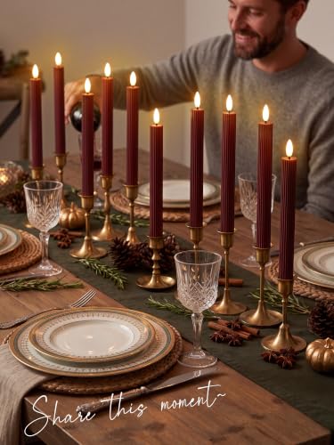 Image of Treela 36 Pcs Flameless Taper Candle,Brown, 0.8x10″, Vertical Stripes