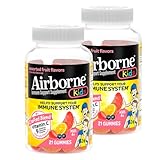 Airborne Kids Assorted Fruit Flavored Gummies, 21 count - 667mg of Vitamin C and Minerals & Herbs Immune Support (Pack of 2)