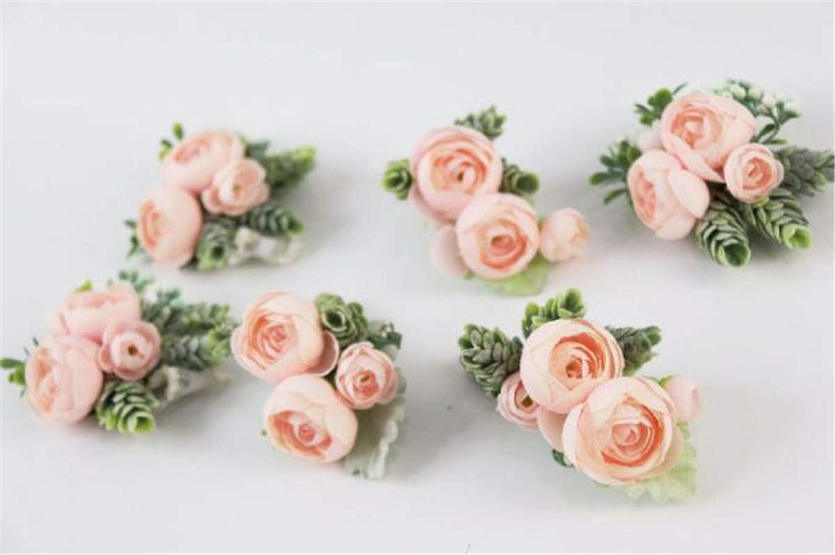 SUNCN 花婿付添人 牡丹のつぼみ ブートニエール ボタンホール コサージュ ウェディングフラワーブローチ