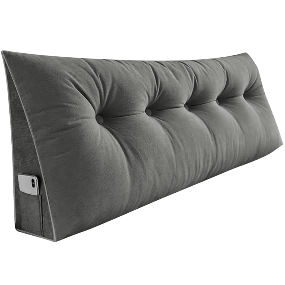 OHMG 160 cm XL Cuscino da lettura per letto, cuscino schienale divano, cuscino compensato triangolare, cuscino lombare in angolo, supporto di posizionamento, morbido e confortevole, cuscino per