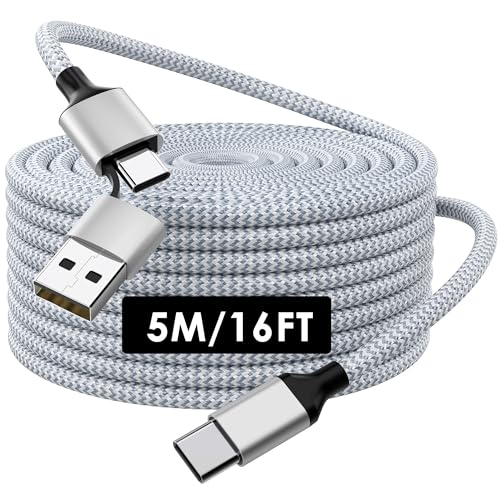 Cable C multiUSB C de carga rápida para iPhone 16 y 15, 60 W, tipo C, iPad, cable de carga rápida, accesorios USB C a USB A para Samsung MacBook de 6.6 pies, color gris