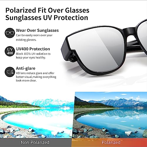 Image of GEGURI Polarized Sunglasses Fit Over Glasses for Men Women, Oversized Square Sun Glasses UV400 Protection Shades