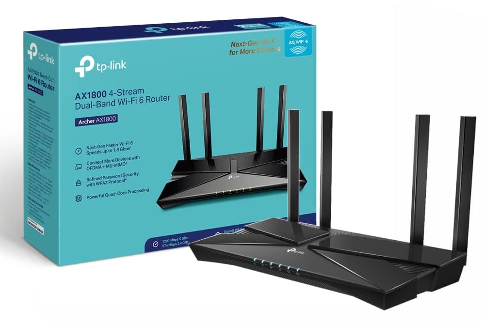 TP-Link Archer AX1800 WiFi 6 Router, Next-Gen Dual Band
