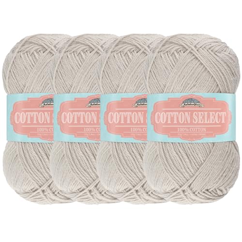 JubileeYarn Cotton Select Yarn - 50g/Skein Sport Weight - Vapor Grey - 4 Skeins