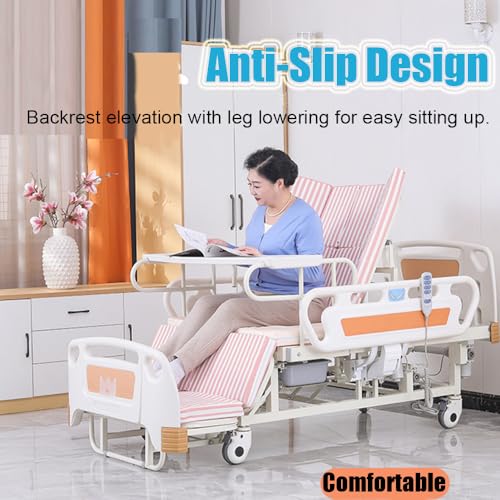 Verstellbares Pflegebett mit Matratze, 8-in-1-Schlafen Liegen Sitzen Stehen, elektrische Krankenhausbetten für ältere Menschen nach Operationen, Griffleisten – Bild 4