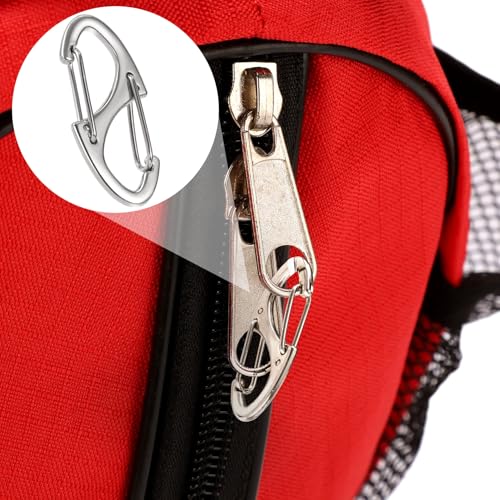 Image of 12 Pcs Zipper Clips Anti Theft Deterrent, Dual Opening Zippers Pull Replacement, Zipper Locks for Backpacks, Camping, Suitcases (Silver+Black)