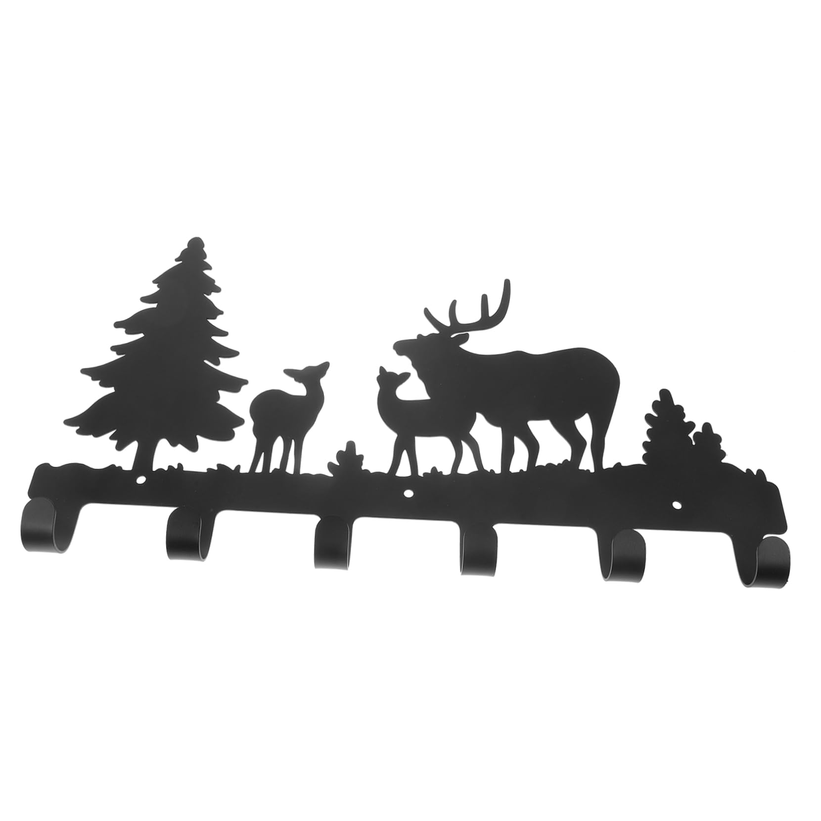 Gancio da Parete Decorativo in Ferro Nero, Design Cervo Foresta