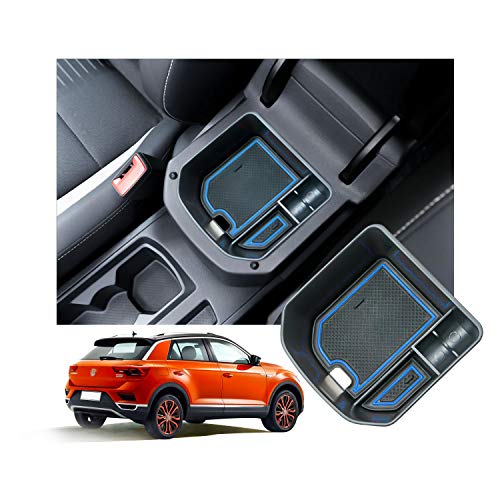 YEE PIN Bandeja de Guantera T-Roc 2017-2022 para Apoyabrazos Caja de Consola Central, Bandeja Reposabrazos Almacenar Artículos Pequeños Interior Accesorios