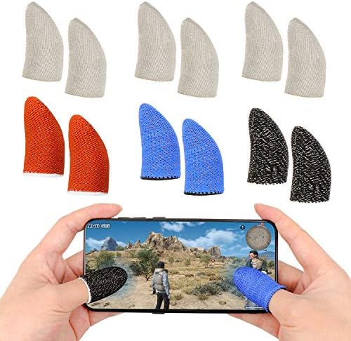Dreamtop 12 pcs Finger Sleeve Mobile Game Controller Breathable Anti-Sweat Touch Screen Finger Cot Aim Joysticks Finger Set