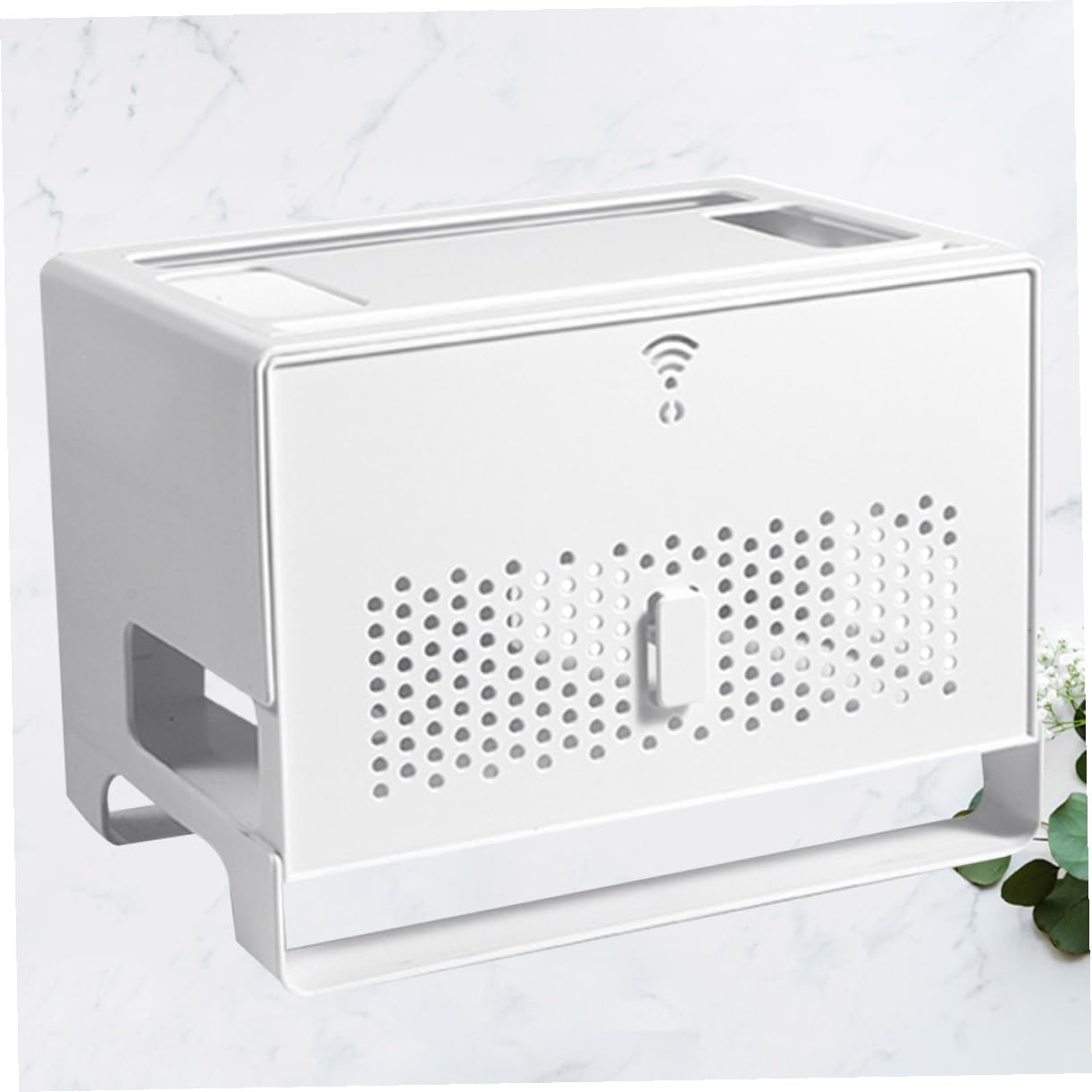 Artibetter Boîte de Rangement pour Routeur Double Couche Abs Blanche