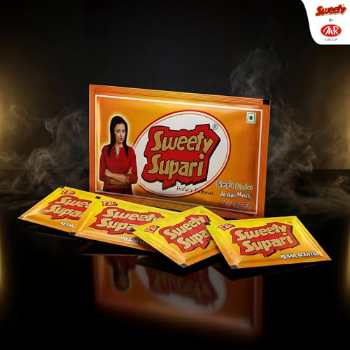 Image of Sweety Supari Kesar Scented | Premium Saffron Flavoured Betel Nut Mouth Freshener | Meethi Supari | Pack of 35 Sachets
