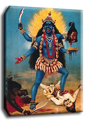 Image of Tallenge - Kali - Raja Ravi Varma Mythology Collection - Medium Gallery Wrap - Framed (17 x 24 inches)