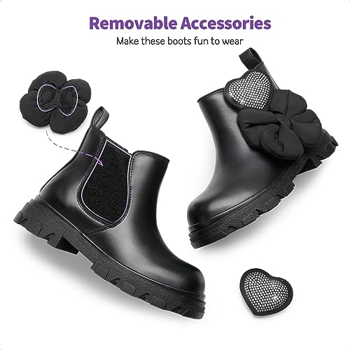 DREAM PAIRS Girls Chelsea Boots Side Zipper Lug Sole Ankle Booties Toddler/Little Kid/Big Kid4