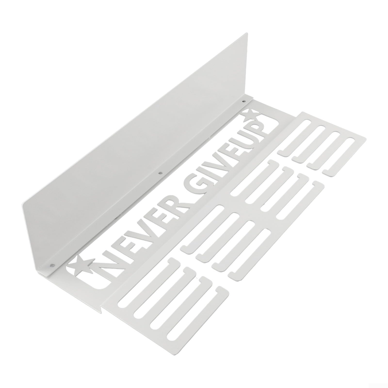 Porta medaglie da parete in metallo con ripiano per medaglie sportive e trofei, può contenere oltre 64 medaglie in modo sicuro (bianco)