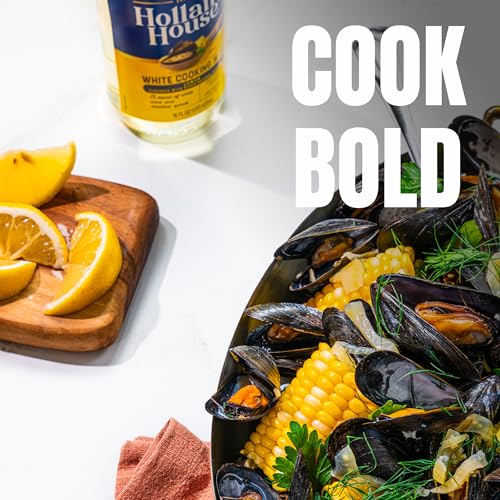 Image of Holland House White Cooking Wine with Lemon, Ideal for Cooking, Roasting and Marinating, 16 FL OZ | White cooking wine with lemon flavor for cooking, marinades, and sauces; balanced citrus notes and shelf stable bottle.